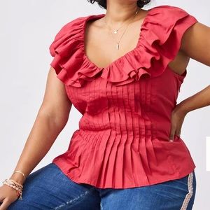 Anthropologie Pintucked Ruffle Blouse, 3X